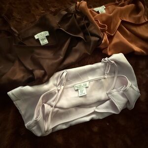 Rachel Zoe Satin Camisole Trio in Blush, Chocolate and Rust